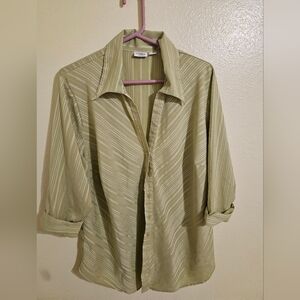 Croft & Barrow Sage Striped Button Down Blouse